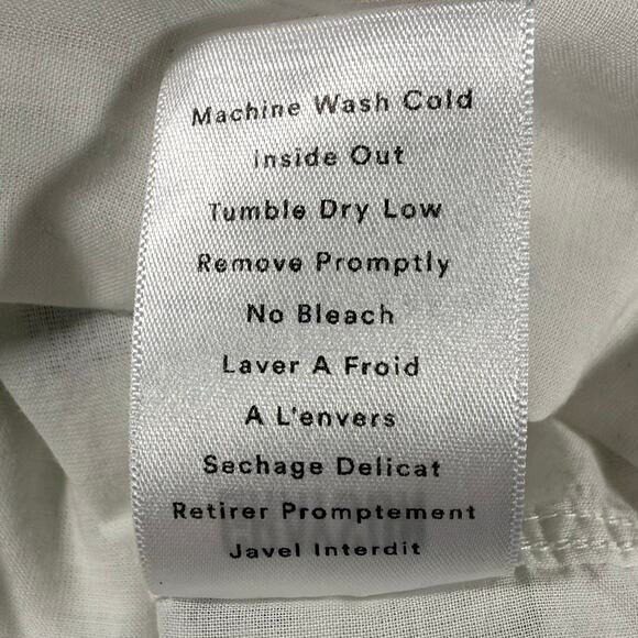 Grayson Women's 4 White Blue Palm Tree Cotton Long Sleeve Button Down Shirt - Picture 6 of 10